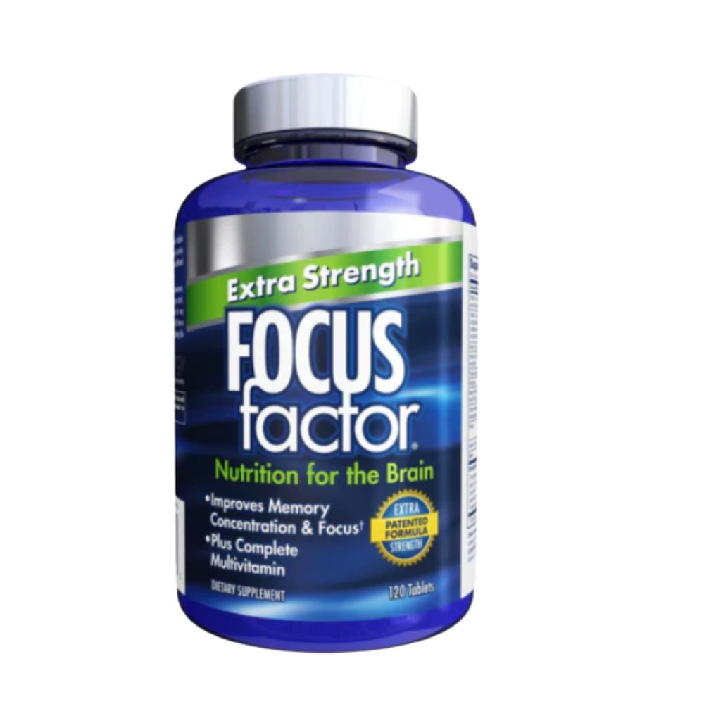 Focus Factor Adults Extra Strength, 120 Count - Brain Supplement for Memory, Concentration and Focus - Complete Multivitamin with DMAE, Vitamin D, DHA - Trusted Health Vitamins
