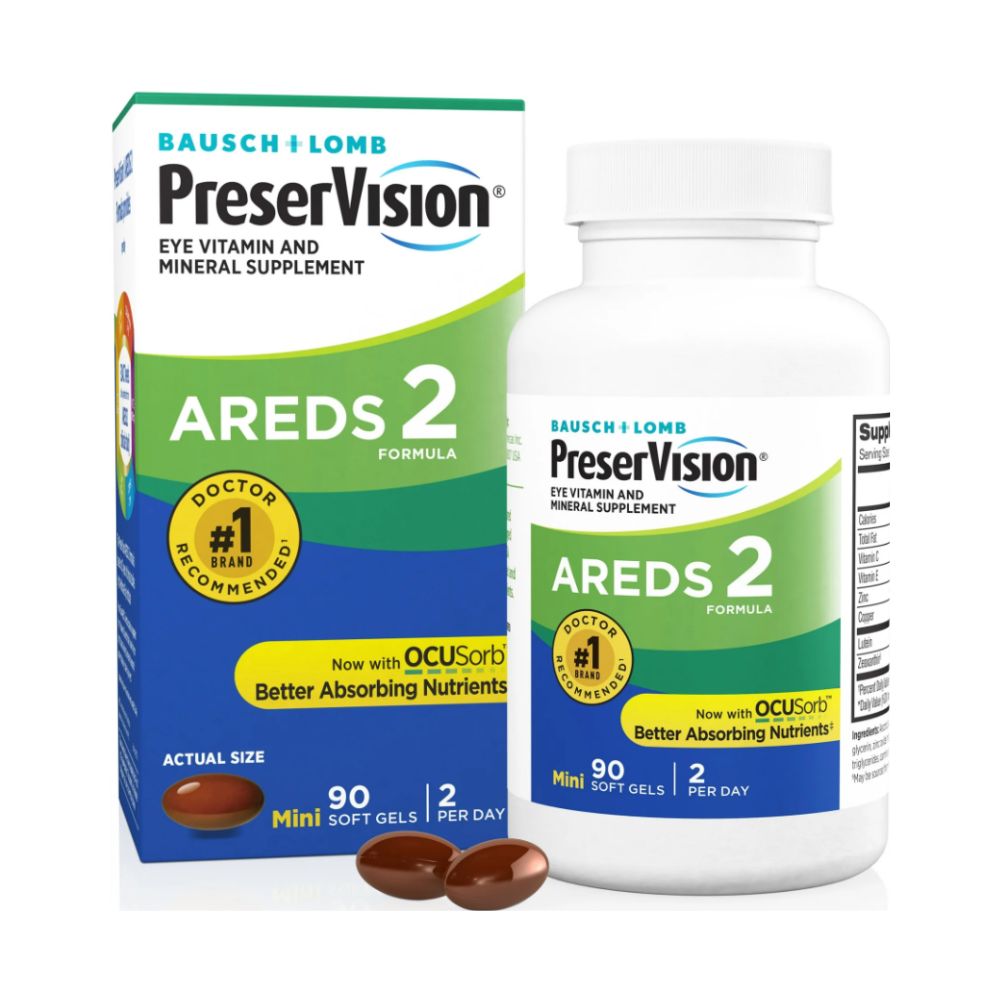 PreserVision AREDS 2 Formula, Eye Vitamin and Mineral Supplement, Bausch + Lomb, 90 Soft Gels (MiniGels)