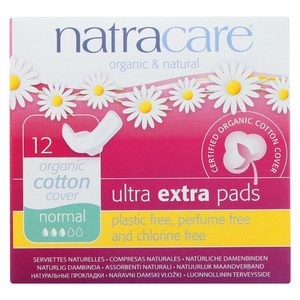 Natracare Ultra Extra Pads w/wings - Normal - 12 Count