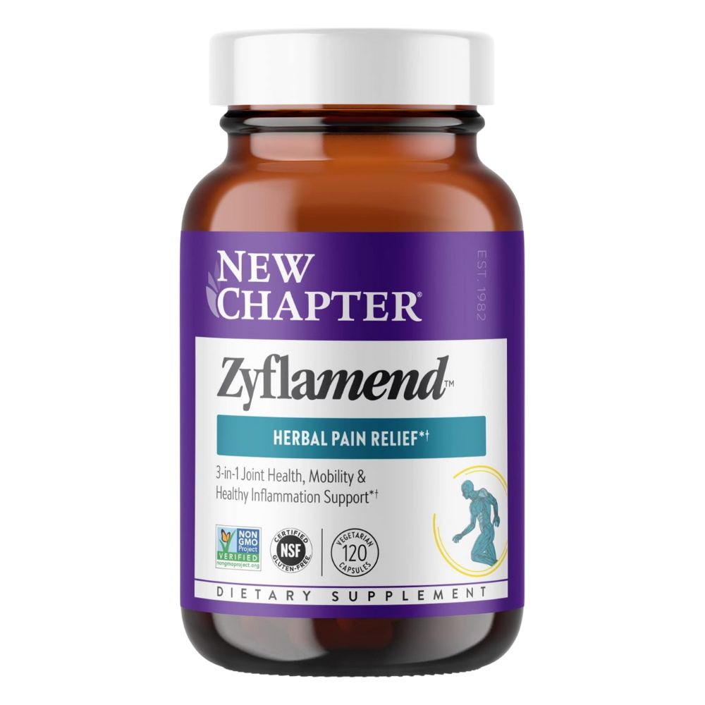 New Chapter Multi-Herbal Pain Reliever+ Joint Supplement, Zyflamend™ 10-in-1 Superfood Blend with Ginger & Turmeric for Healthy Inflammation Response & Herbal Pain Relief+, 120 Count