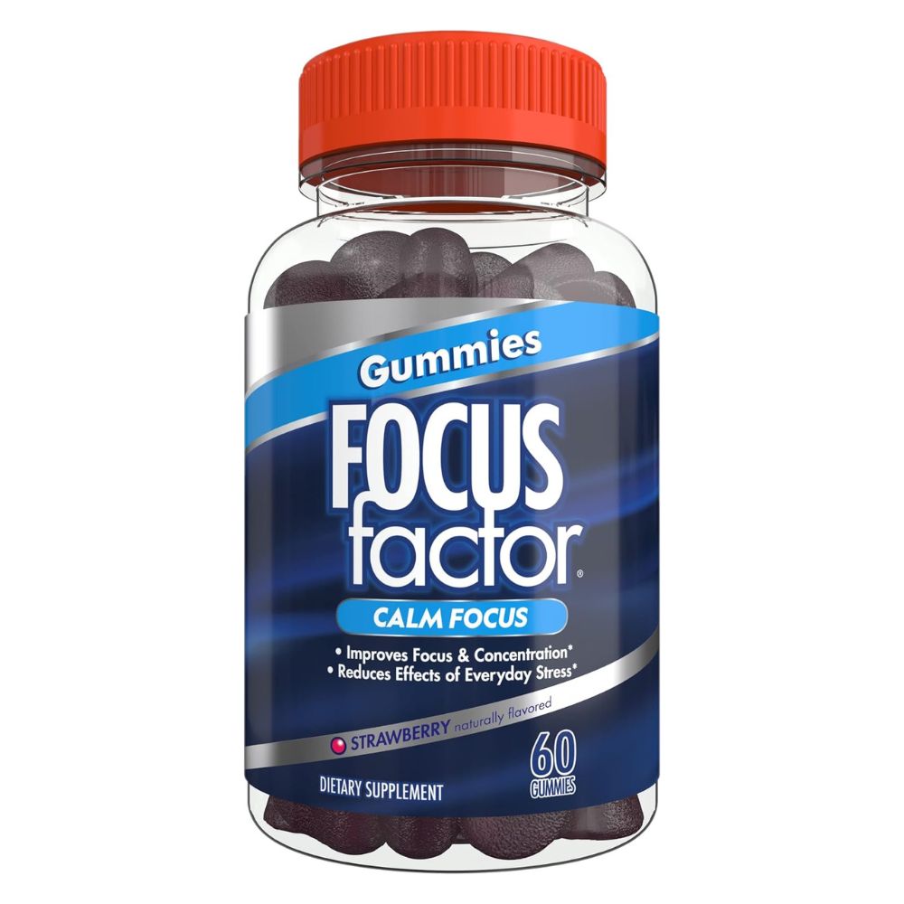 Focus Factor Calm Focus Nootropic Gummies (60 Count) - Calm Gummies with, Lemon Balm Extract & L-theanine for Stress Support, Focus, and Concentration