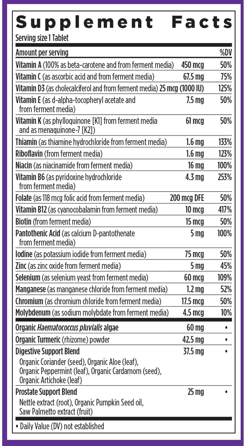 New Chapter Men's Multivitamin 50 Plus for Brain, Heart, Digestive, Prostate & Immune Support with 20+ Nutrients - Every Man's One Daily 55+, Gentle on The Stomach - 72 ct