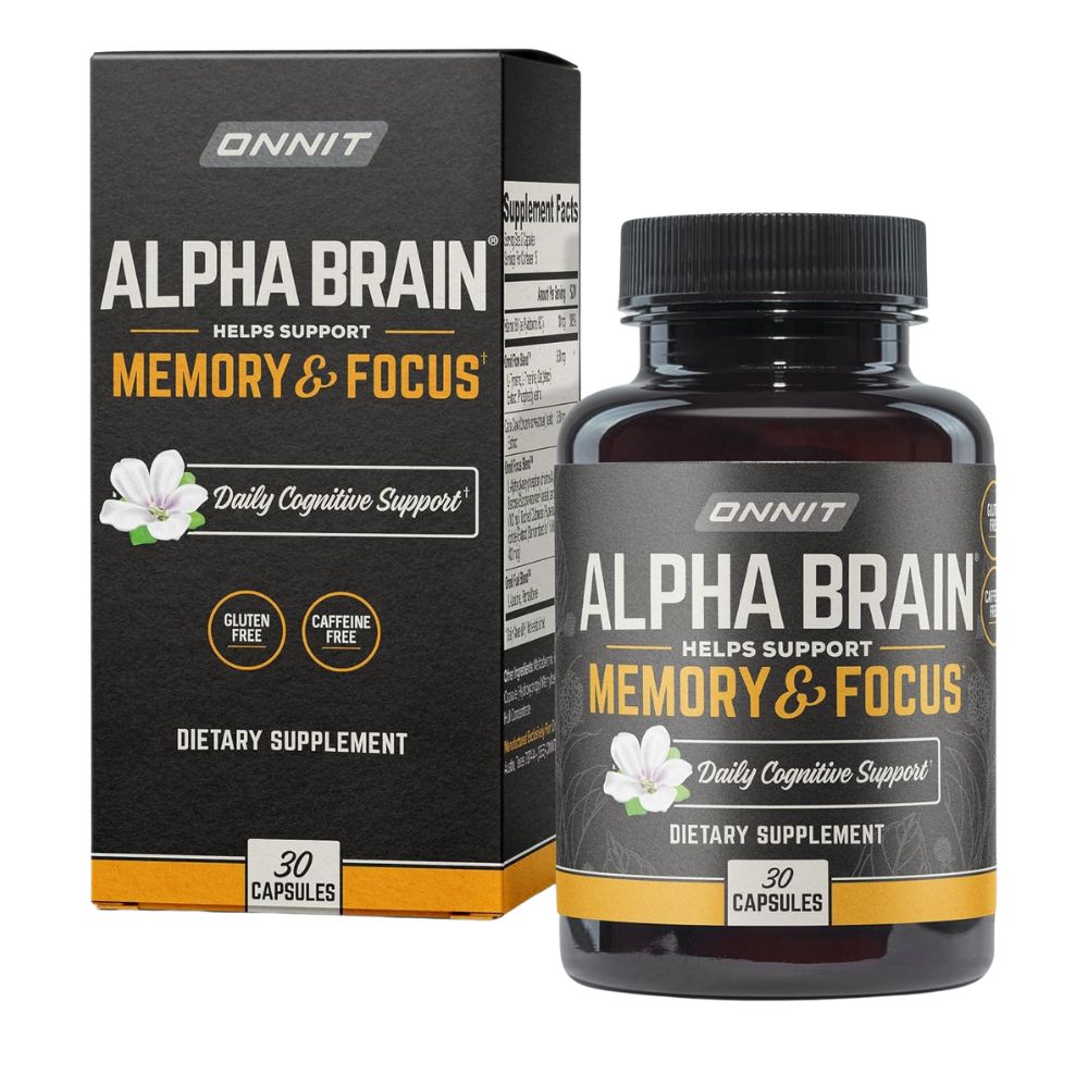 ONNIT Alpha Brain Premium Nootropic Brain Supplement, 30 Count, for Men & Women - Caffeine-Free Focus Capsules for Concentration, Brain Booster& Memory Support - Cat's Claw, Bacopa, Oat Straw
